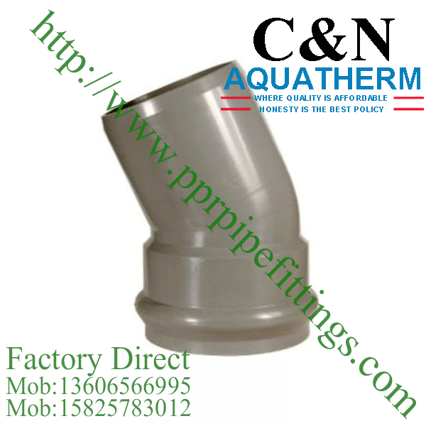 bs en 1452 pvc-u elbow socket spigot elbow 22.5 deg