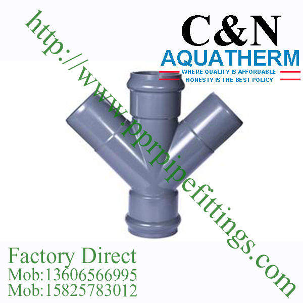 bs en 1452 pvc-u Lateral Cross double socket double spigot rubber ring joint