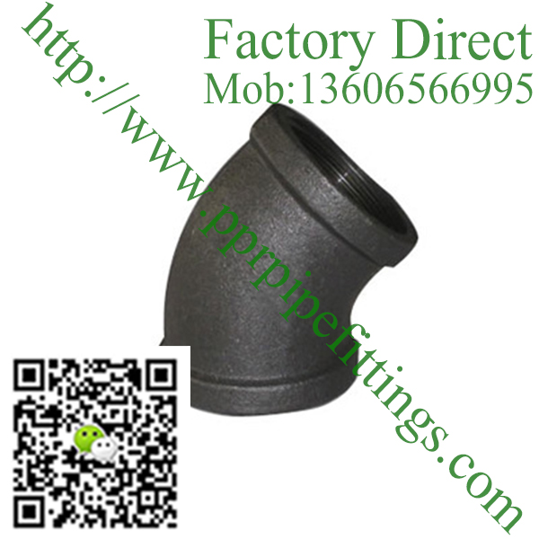 black banded malleable cast iron 45 deg elbow fittings