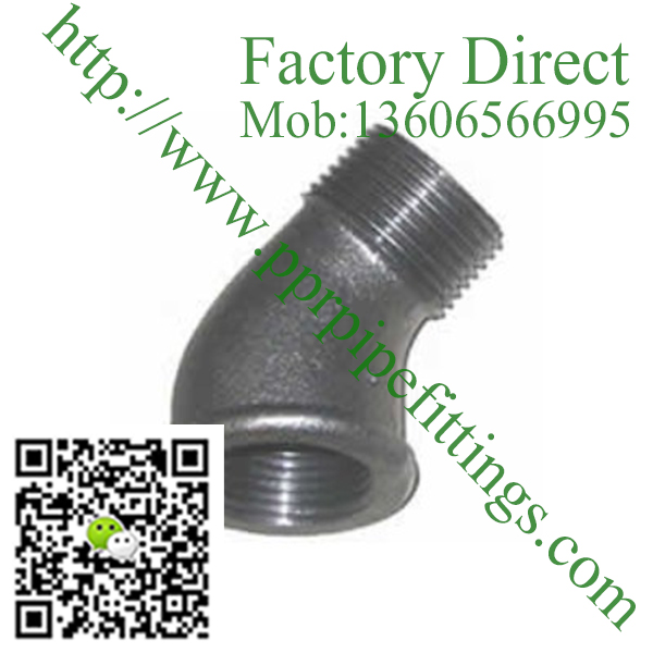 black banded malleable cast iron 45 deg male elbow fittings